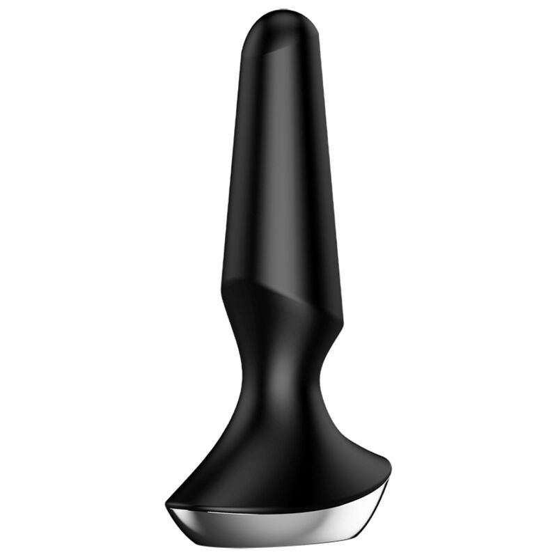 Imagem do Satisfyer Plug Anal Vibratório Plug-ilicious 2, exibindo o seu design ergonómico, cor preta e interface de controlo.