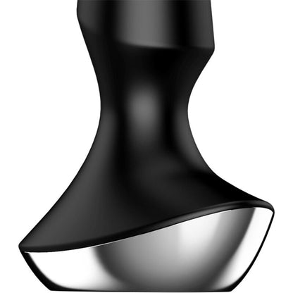Imagem do Satisfyer Plug Anal Vibratório Plug-ilicious 2, exibindo o seu design ergonómico, cor preta e interface de controlo.