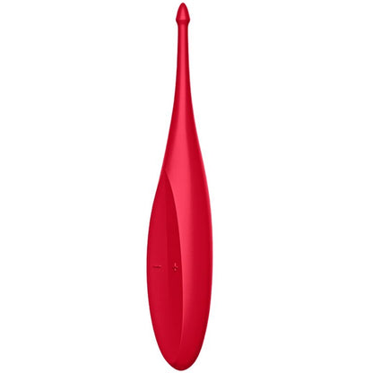 Close-up do Vibrador Satisfyer Twirling Fun Tip Vermelho, destacando o design ergonómico e a ponta vibratória para estimulação precisa.