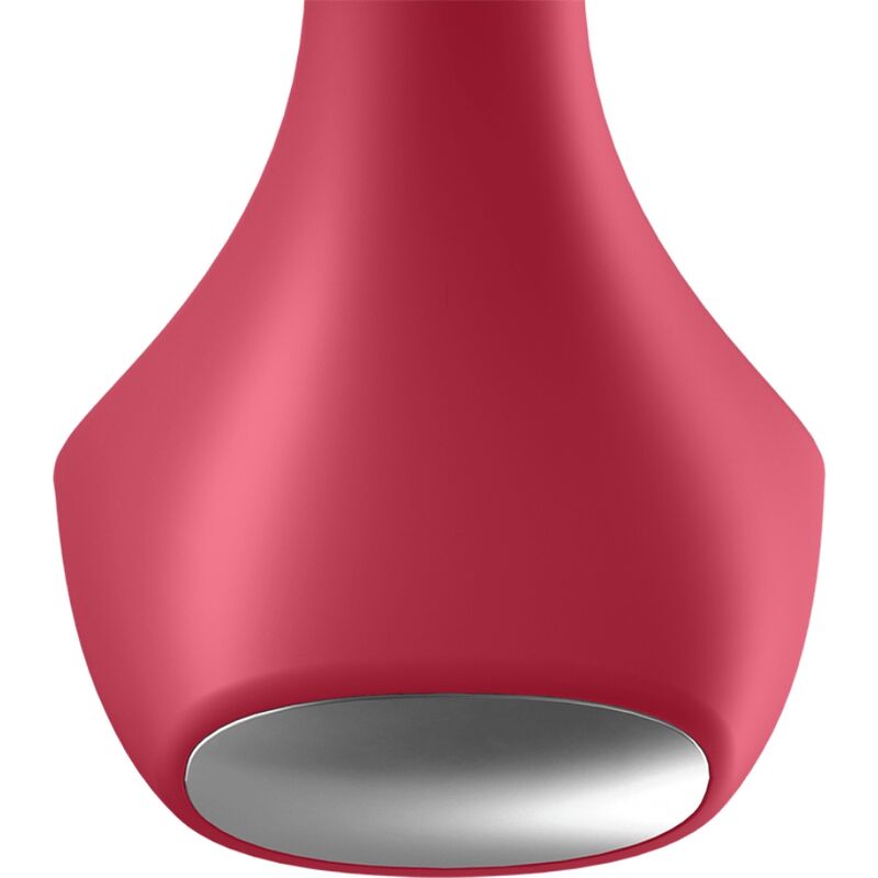 Close-up do Satisfyer Plug Vibratório Anal Backdoor Lover Vermelho, mostrando seu design ergonômico em silicone e cor vibrante.