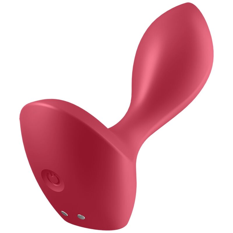 Close-up do Satisfyer Plug Vibratório Anal Backdoor Lover Vermelho, mostrando seu design ergonômico em silicone e cor vibrante.