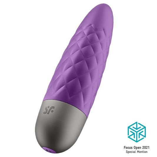 Close-up do Satisfyer Ultra Power Bullet 5 Violeta, um mini vibrador recarregável em silicone macio com foco na estimulação clitoriana.