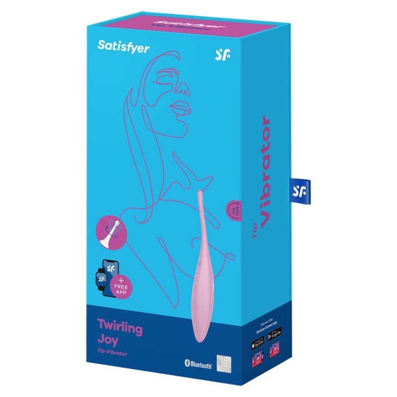 Vibrador Satisfyer Twirling Joy rosa para estimulação circulante com app, feito de silicone macio.