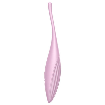 Vibrador Satisfyer Twirling Joy rosa para estimulação circulante com app, feito de silicone macio.