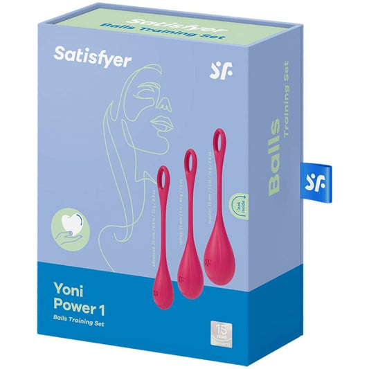 Satisfyer Conjunto Bolas Ben Wa Yoni Power 1 para treino do assoalho pélvico em silicone vermelho.
