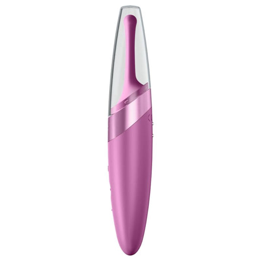 Close-up do Satisfyer Twirling Delight Roxo, um estimulador de clitóris com ponta oscilante e design ergonómico.