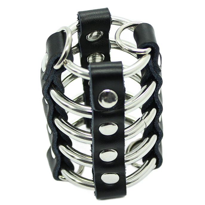 Gaiola para Pénis OHMAMA Fetish com anéis de metal e alças de couro ajustáveis