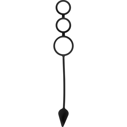 Detalhe dos OHMAMA FETISH Anéis e Plugue de Silicone 3 em 1, mostrando o design e material hipoalergénico.