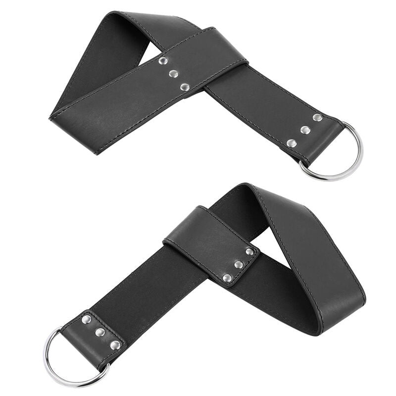 Algemas de Suspensão Ohmama Fetish para Pulso e Tornozelo, detalhe do material PVC e metal.