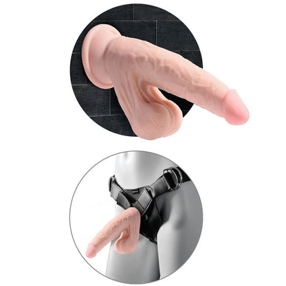 Dildo Plus 3D Con Bolas Colgantes 24.5 cm Piel Clara