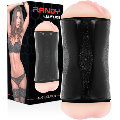 Masturbador masculino Jamyjob Randy de dupla entrada com texturas realistas de vagina e ânus.