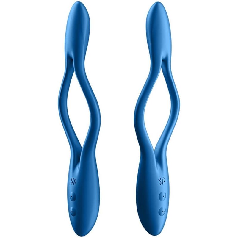 Satisfyer Multi Vibrador Elastic Game Flexível Azul para prazer solo ou a dois, destacando seu design versátil e silicone macio.