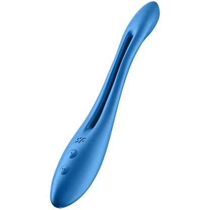 Satisfyer Multi Vibrador Elastic Game Flexível Azul para prazer solo ou a dois, destacando seu design versátil e silicone macio.