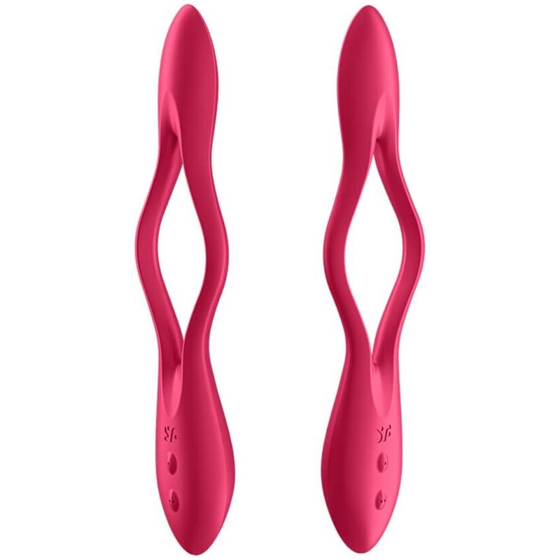 Satisfyer Multi Vibrador Elastic Joy Vermelho Flexível mostrando seu design ergonômico e material de silicone.
