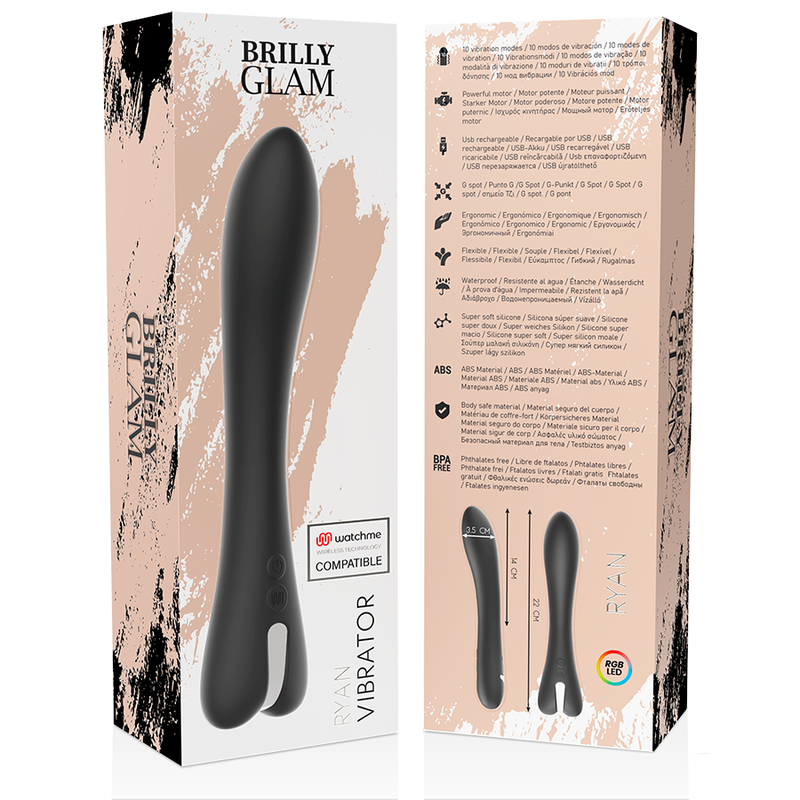 Detalhes do Vibrador BRILLY GLAM Ryan Wireless Watchme com design elegante e funcional.