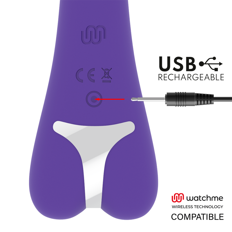 Vibrador MR BOSS Enzo roxo em silicone com tecnologia sem fio Watchme e 10 vibrações