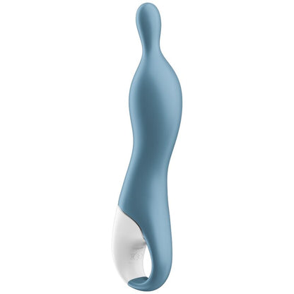 Close-up do Vibrador Satisfyer A-Mazing 1 A-Spot Azul, mostrando seu design ergonómico e material de silicone.