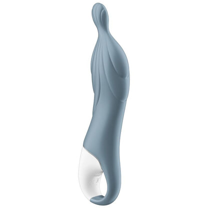 Satisfyer Vibrador A-Mazing 2 para Estimulação Profunda do Ponto A, cinza, com detalhes da haste e painel de controlo.