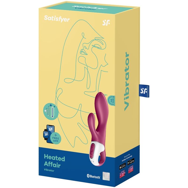 Satisfyer Vibrador Heated Affair Ponto G Aquecido com App em silicone médico, design ergonómico e detalhes de carregamento.