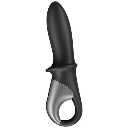 Vibrador anal Satisfyer Hot Passion preto com função de aquecimento e controlo via app, detalhe da ponta arredondada e haste volumosa.