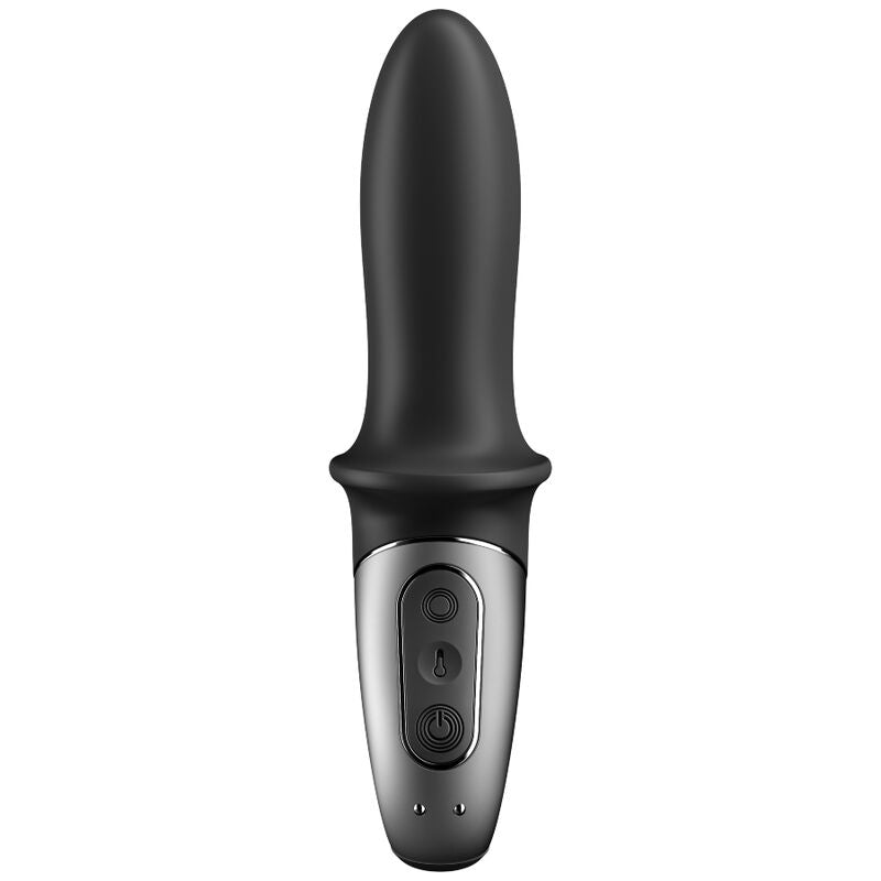 Vibrador anal Satisfyer Hot Passion preto com função de aquecimento e controlo via app, detalhe da ponta arredondada e haste volumosa.