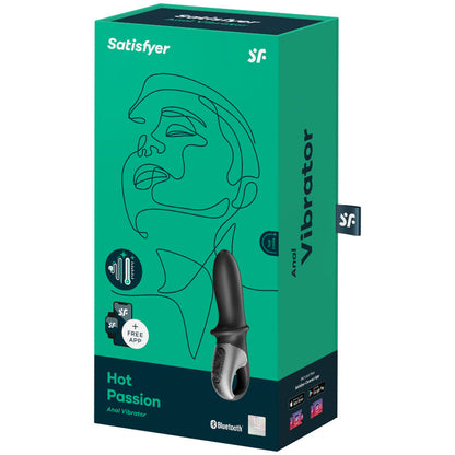 Vibrador anal Satisfyer Hot Passion preto com função de aquecimento e controlo via app, detalhe da ponta arredondada e haste volumosa.