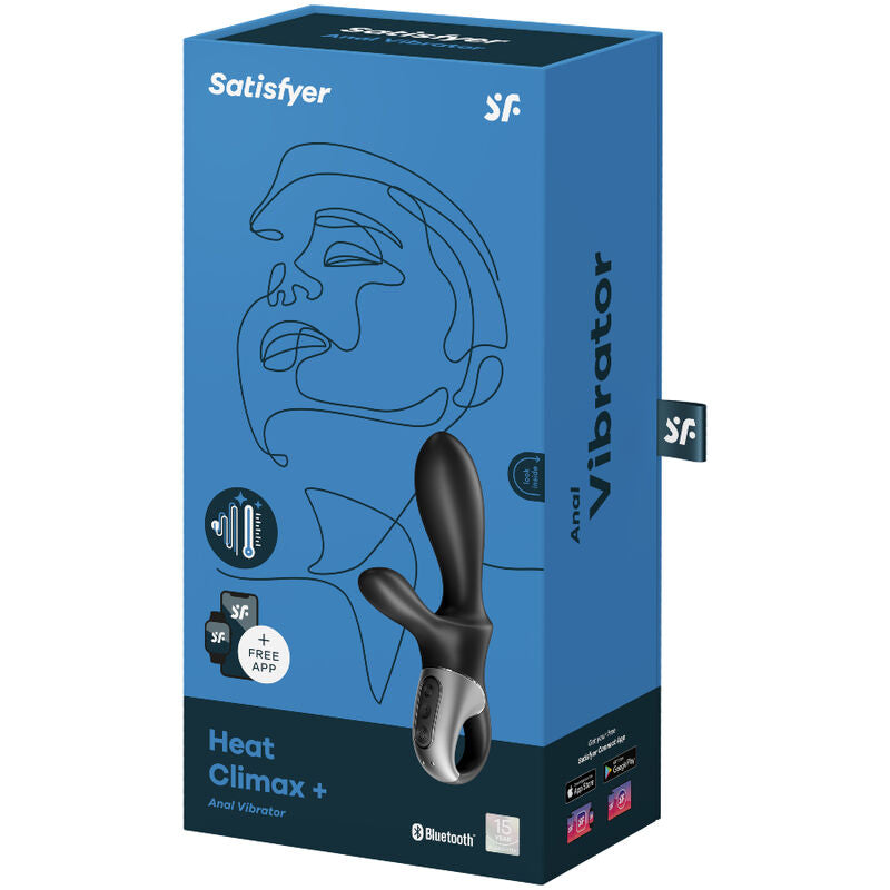 Satisfyer Heat Climax+ Vibrador Anal com Aquecimento e Controlo por App Preto, detalhe da forma ergonómica e silicone.