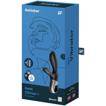 Satisfyer Heat Climax+ Vibrador Anal com Aquecimento e Controlo por App Preto, detalhe da forma ergonómica e silicone.