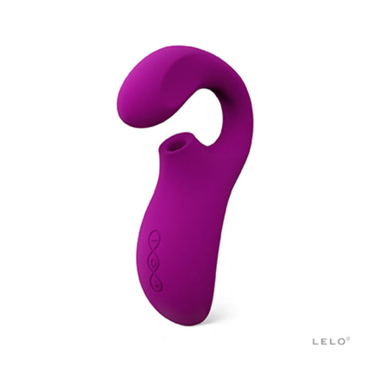 Close-up do Vibrador LELO ENIGMA Cruise Deep Rose, destacando seu design ergonômico e material de silicone.