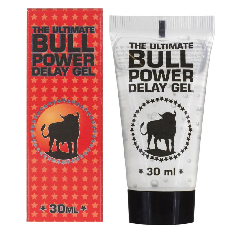 Close-up do COBEBE Bull Power Delay Gel 30ml, mostrando a embalagem e o tipo de produto.
