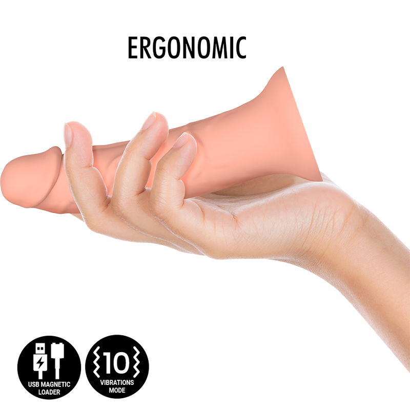 Dildo vibrador Mythology Asher Original S com acabamento realista e superfície estriada para prazer intenso.