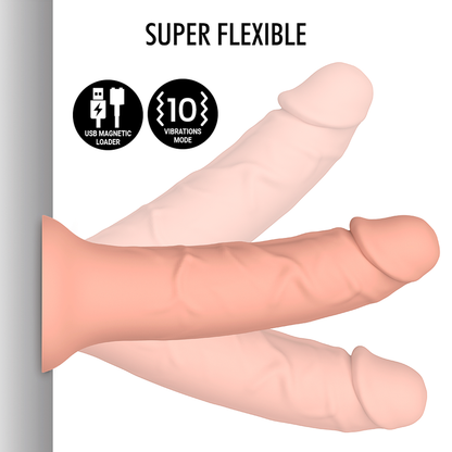 Dildo vibrador Mythology Asher Original S com acabamento realista e superfície estriada para prazer intenso.