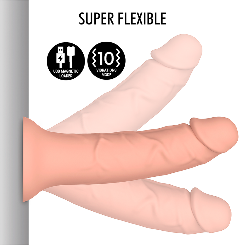 Close-up do Dildo Vibrador Realista MYTHOLOGY Asher M, mostrando sua textura em silicone e design ergonómico com compatibilidade Watchme.