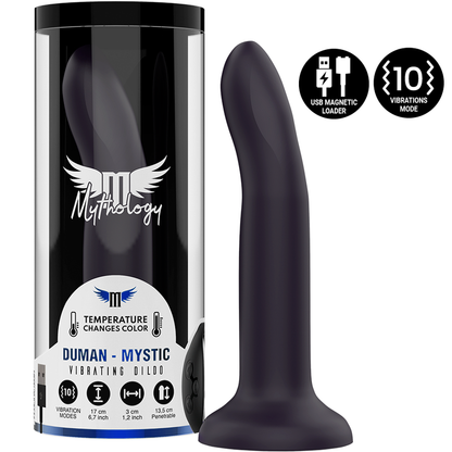 MYTHOLOGY Duman Mystic Dildo M Vibratório que muda de cor com a temperatura, mostrando o seu design e textura.