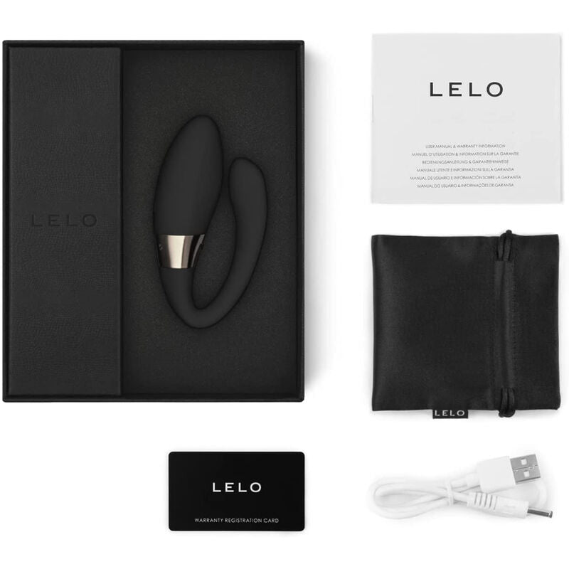 Lelo TIANI Harmony Massageador para casais app-controlado preto, exibindo seu design ergonômico e acabamento suave.