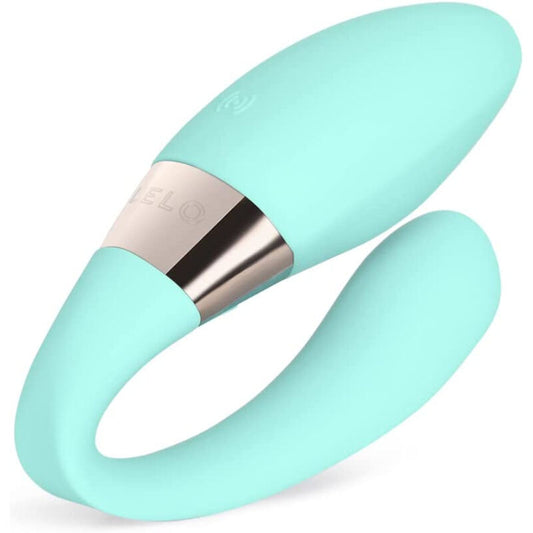 Lelo TIANI Harmony massageador de casal aqua, exibindo design ergonómico e botões de controlo.