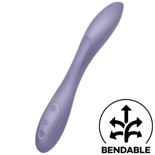 Satisfyer Vibrador G-Spot Flex 2 Roxo com design ergonómico para estimulação do ponto G e clitóris.