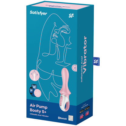 Close-up do Satisfyer Air Pump Booty 5 Connect Vibrador Anal Inflável Rosa, mostrando o design ergonómico e a textura de silicone suave.