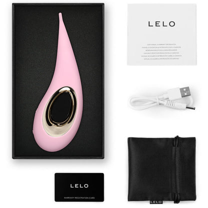 Close-up do LELO Estimulador de Clitóris DOT Rosa, mostrando seu design ergonômico e acabamento em silicone.