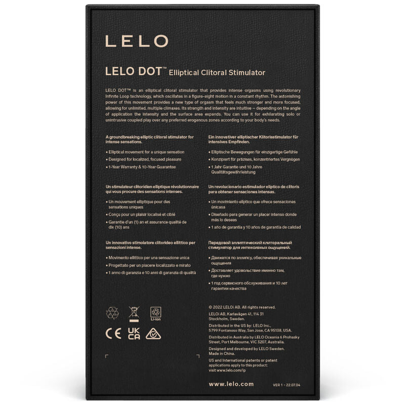 Detalhe do estimulador clitoriano LELO DOT Aqua, mostrando seu design ergonômico e acabamento em silicone.