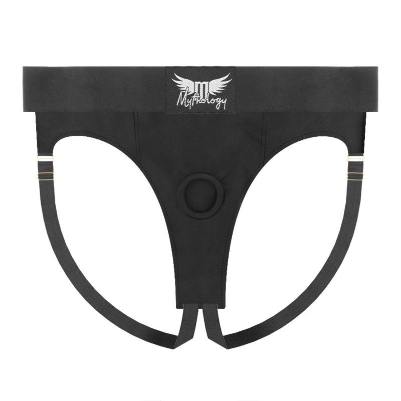 Detalhe do MYTHOLOGY Arnês para Dildos Super Elástico Ajustável, mostrando o design ergonómico e os pontos de ajuste para um encaixe perfeito.