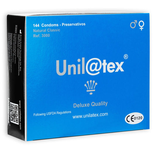 Unilatex – Preservativos Naturais Liso e Lubrificado (144 Unidades)