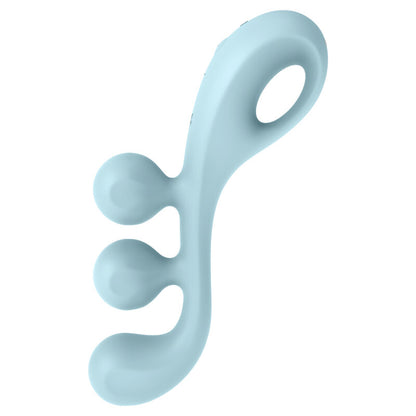 Close-up of the Satisfyer Multivibrador Tri Ball 2 Azul, highlighting its flexible design and three stimulation balls.