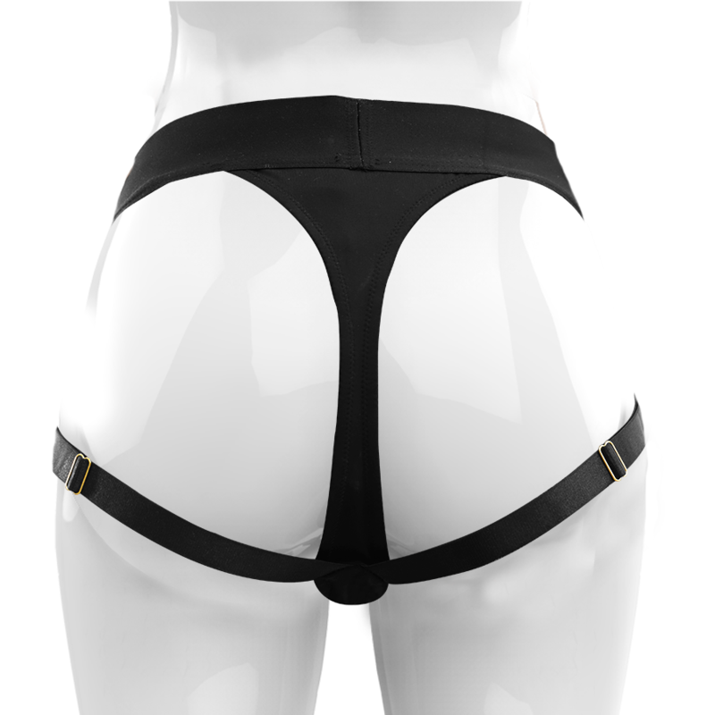 Detalhe do MYTHOLOGY Arnês para Dildos Super Elástico Ajustável, mostrando o design ergonómico e os pontos de ajuste para um encaixe perfeito.