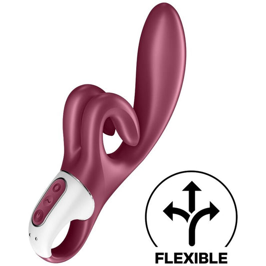 Close-up of the Satisfyer Touch Me Vibrador Coelho Dupla Estimulação Vermelho showing its unique design and features.