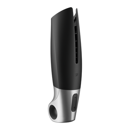 Satisfyer Masturbador Power Preto, mostrando a forma flexível e detalhes do design.