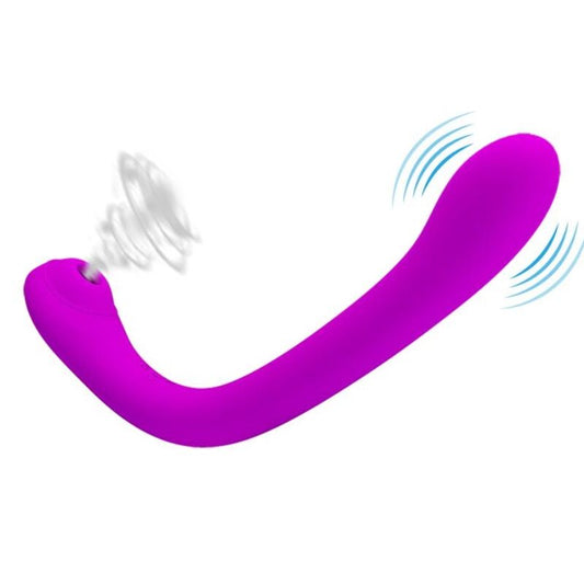 Close-up of the PRETTY LOVE Vibrador Alex com Sucção Clitoriana e Ponto G Lilás showing its flexible design and dual stimulation features.