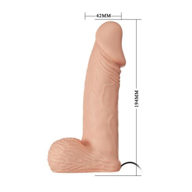 Arnês Strap-On BAILE com dildo realista de 19.4 CM e alças ajustáveis, em cor natural.