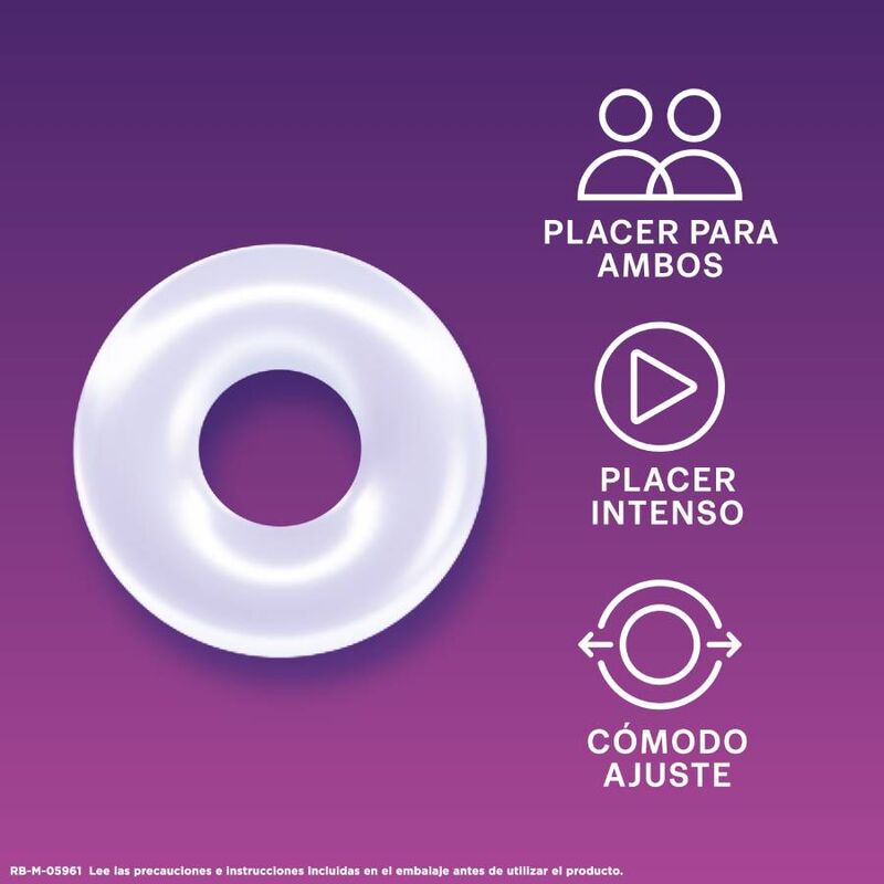 DUREX Anel Peniano Pleasure Ring para ereção firme e prazer, mostrando o design elástico e discreto do anel.