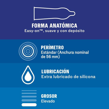 Embalagem de preservativos DUREX Extra Seguro com 12 unidades, destacando a proteção e conforto.